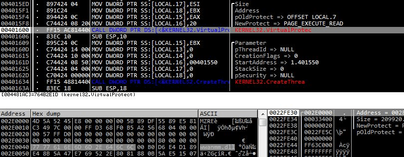 Code and strings used for tainting the dll