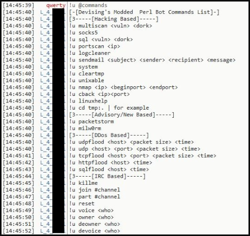 Commands sent by the IRC server