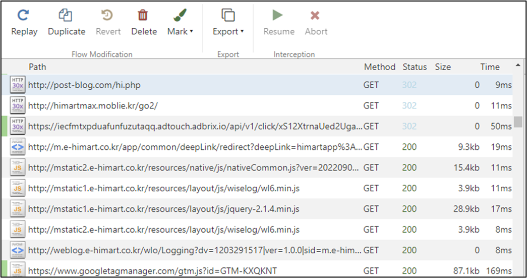 Network traffic to collect information for automated clicks