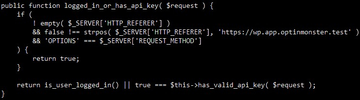 A request to the vulnerable API endpoint
