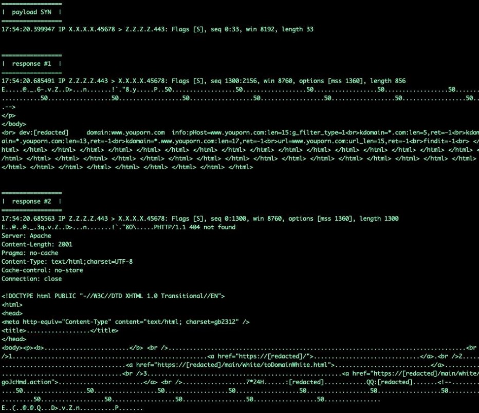 Responses triggered from a vulnerable middlebox