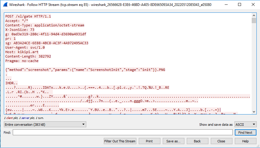 Malware's screenshot capture