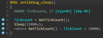 Anti-debugging sleep function