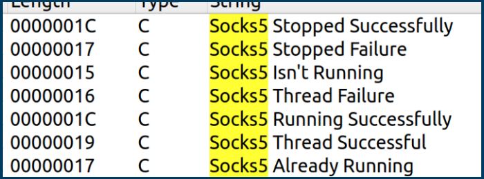 Starting and stopping the SOCKS5 proxy service