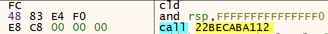 The start of the resulting shellcode from two IP addresses