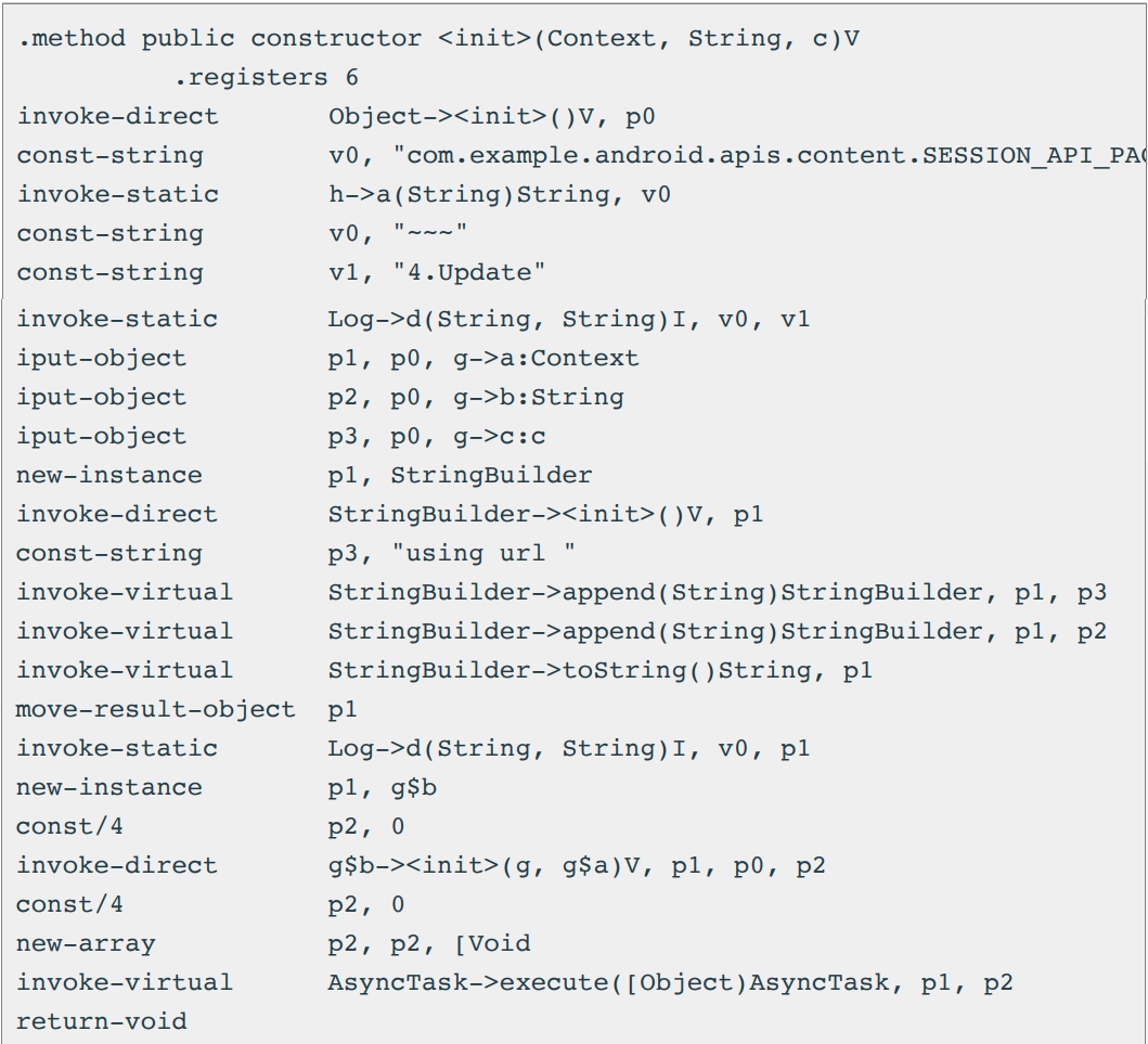 String that invokes session-based installation