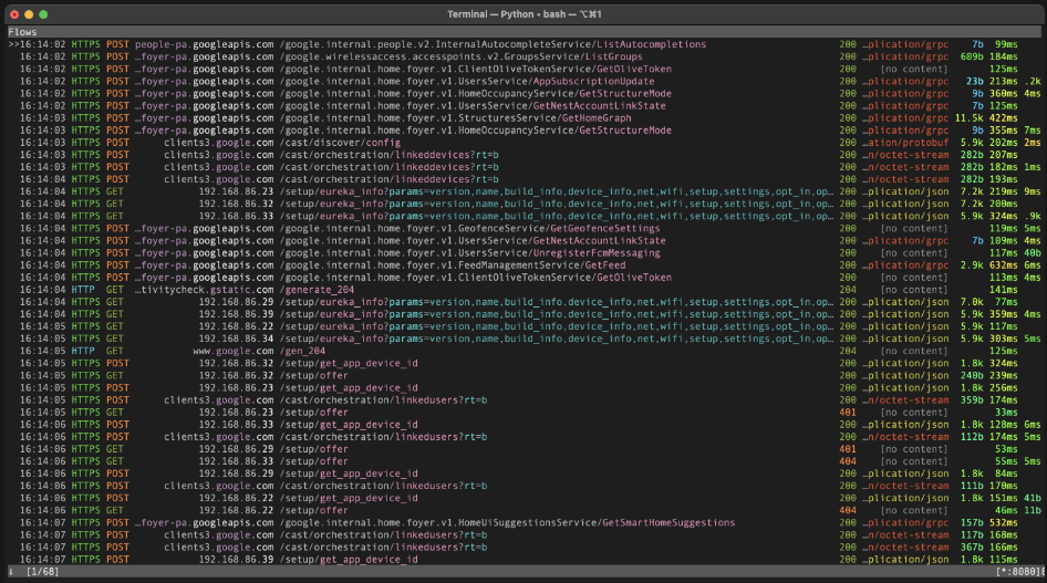 HTTPS (encrypted) traffic captured