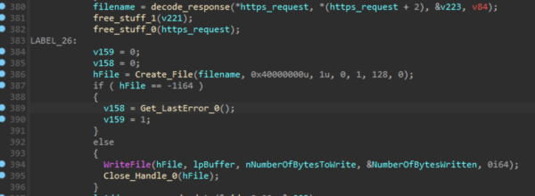 The malware's upload command