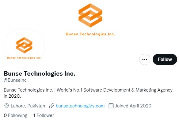 Bunse Technologies account on Twitter