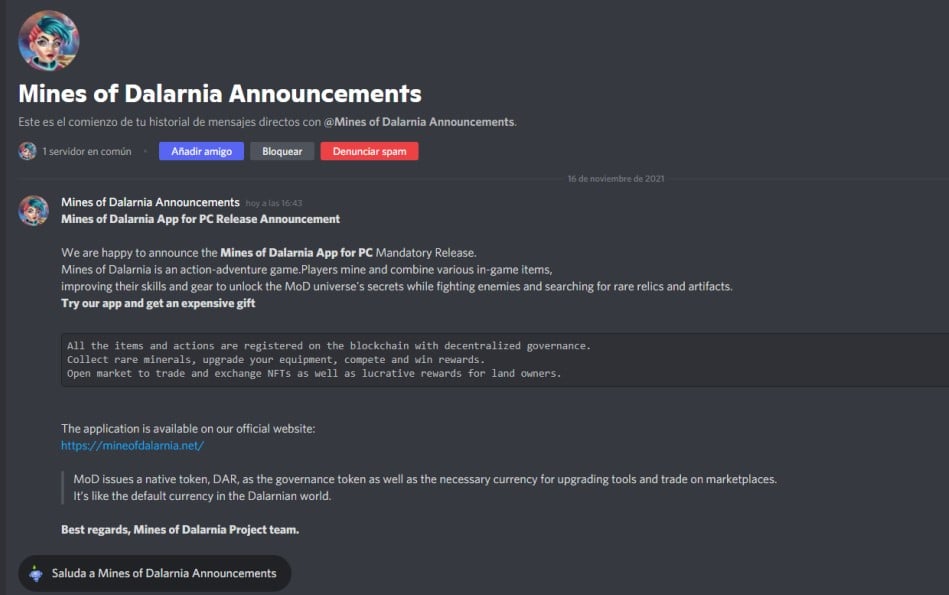 Phishing post on Discord