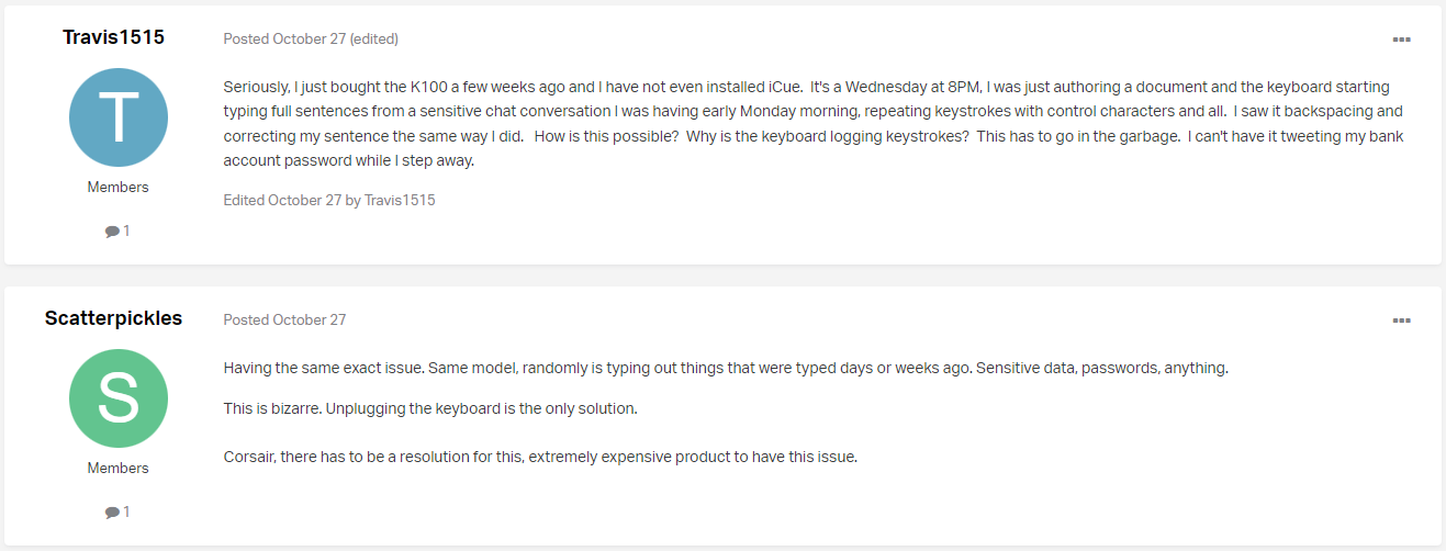 Users reporting their experience with K100 on Corsair forums