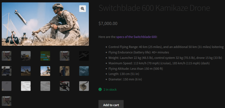 Switchblade offering on Black Market Guns