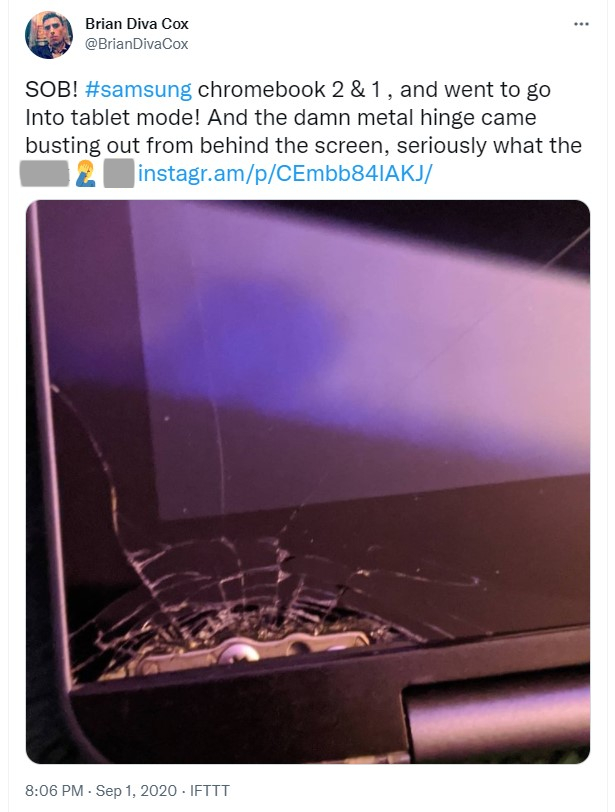 Twitter user complaining about unjustified damage