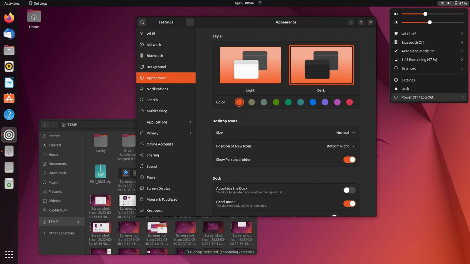 New accent color selector on Ubuntu