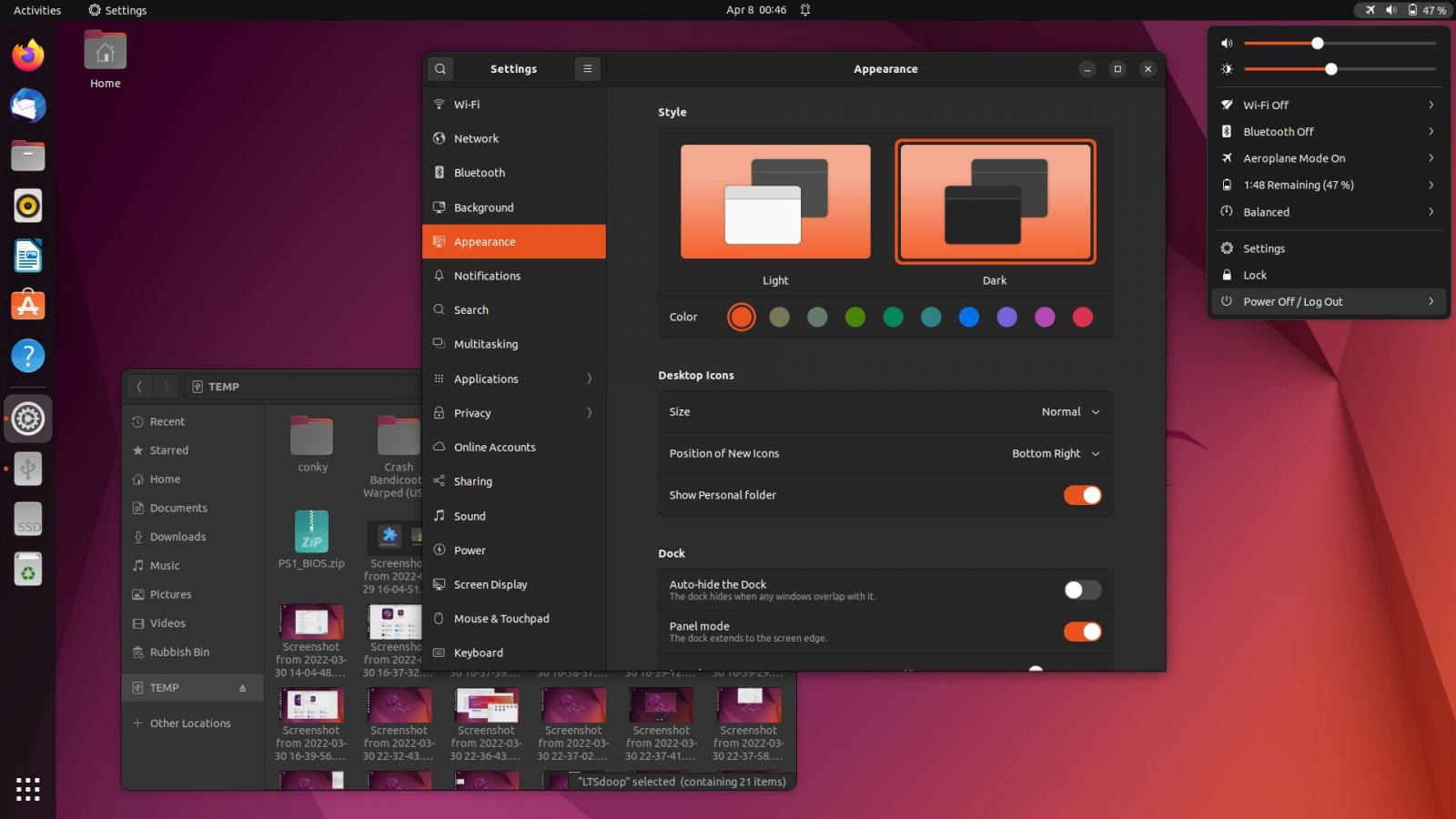 New accent color selector on Ubuntu