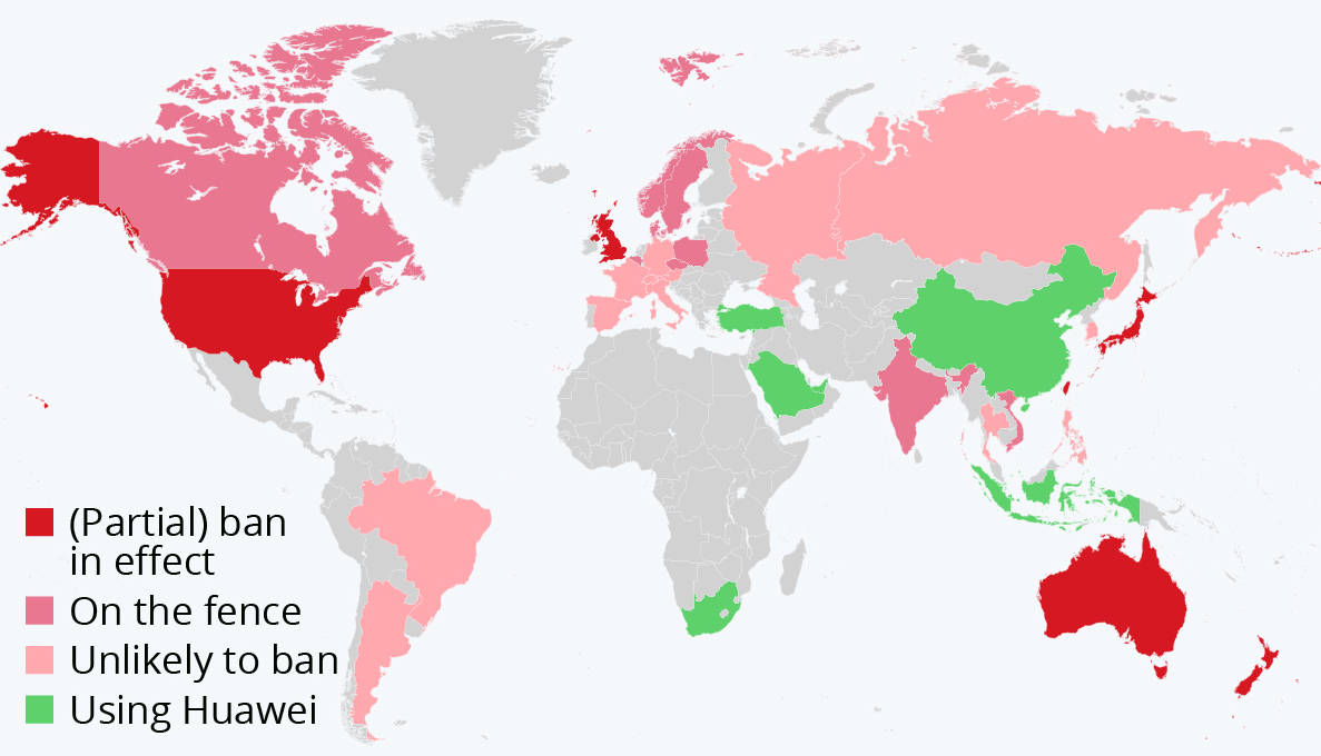 Countries that have banned Huawei