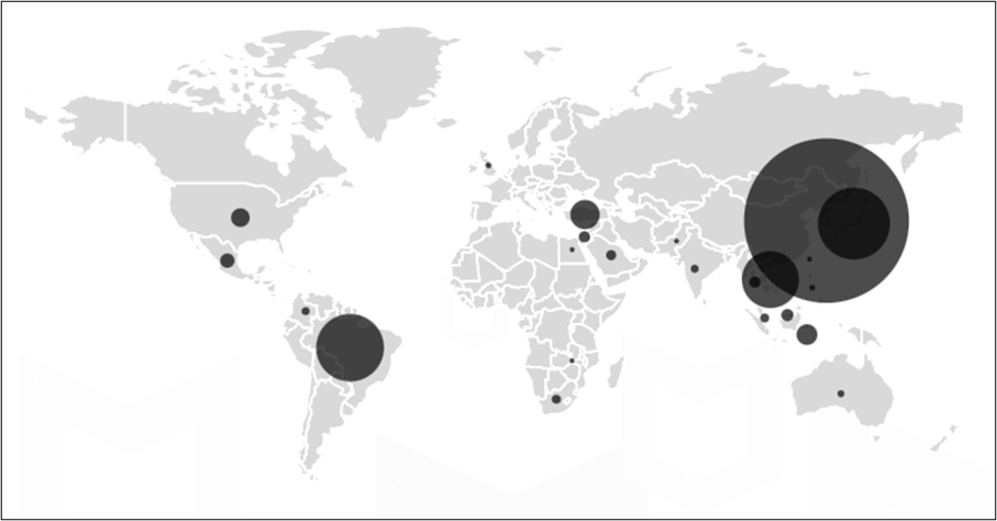 Mapa de calor de usuarios de Android infectados