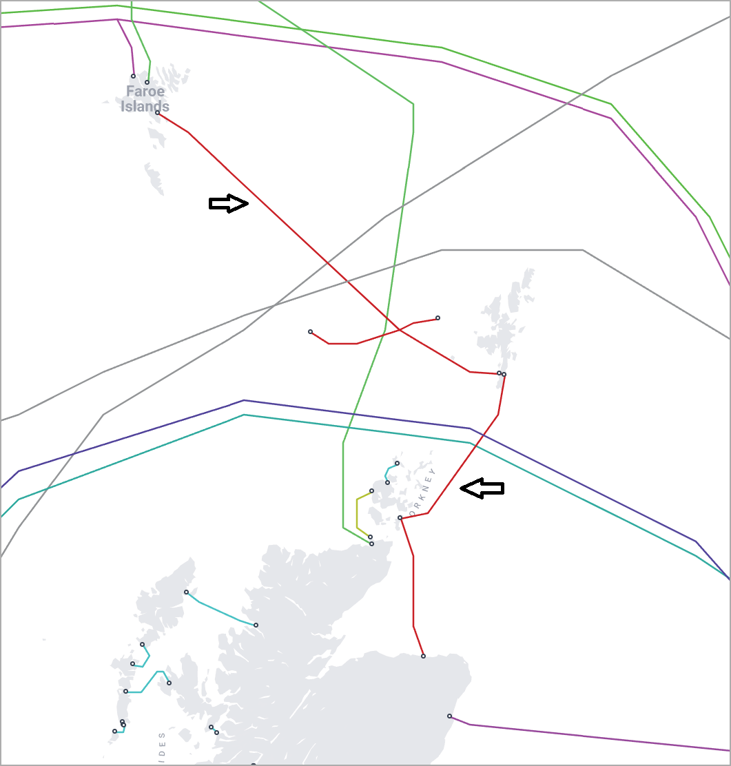 The two damaged sea cables