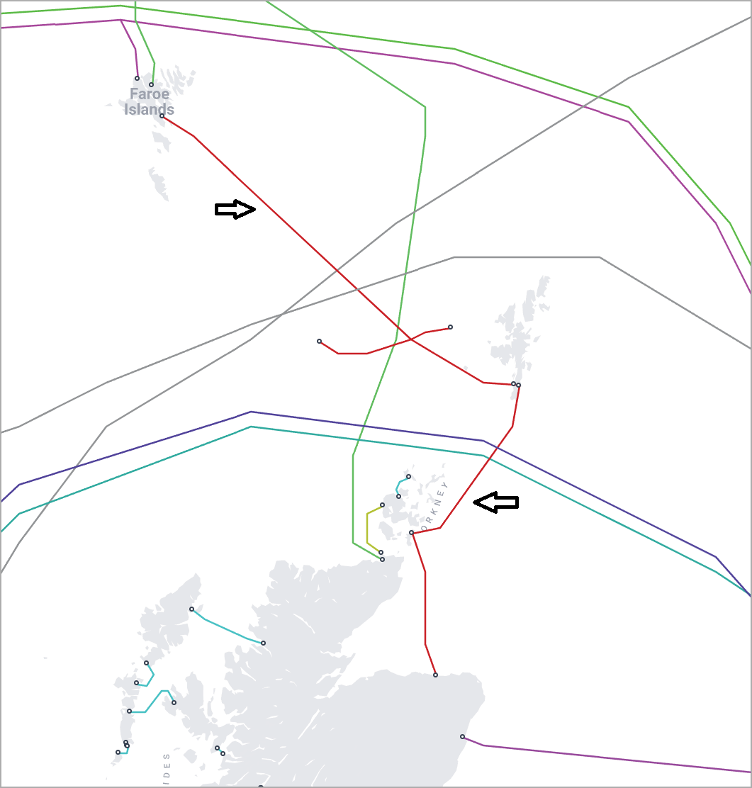 The two damaged subsea cables