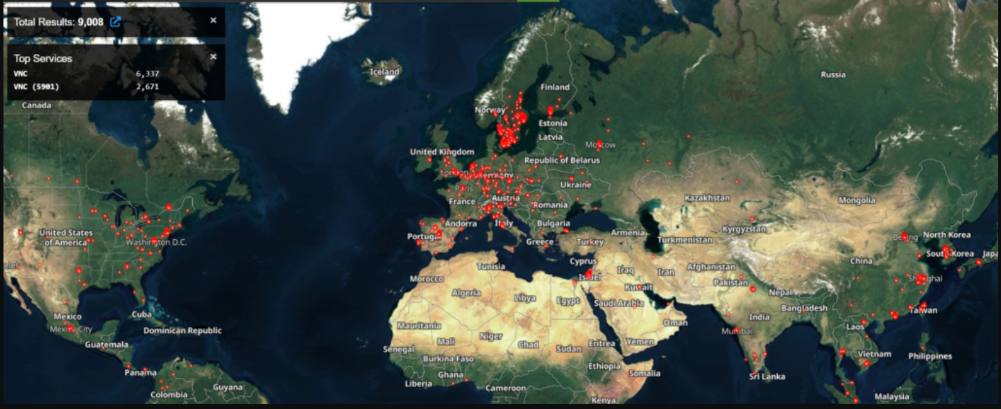 Unsecured VNCs spread across the world