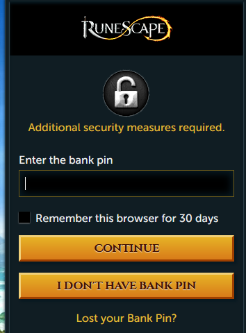 Web page asking for victim's bank PIN