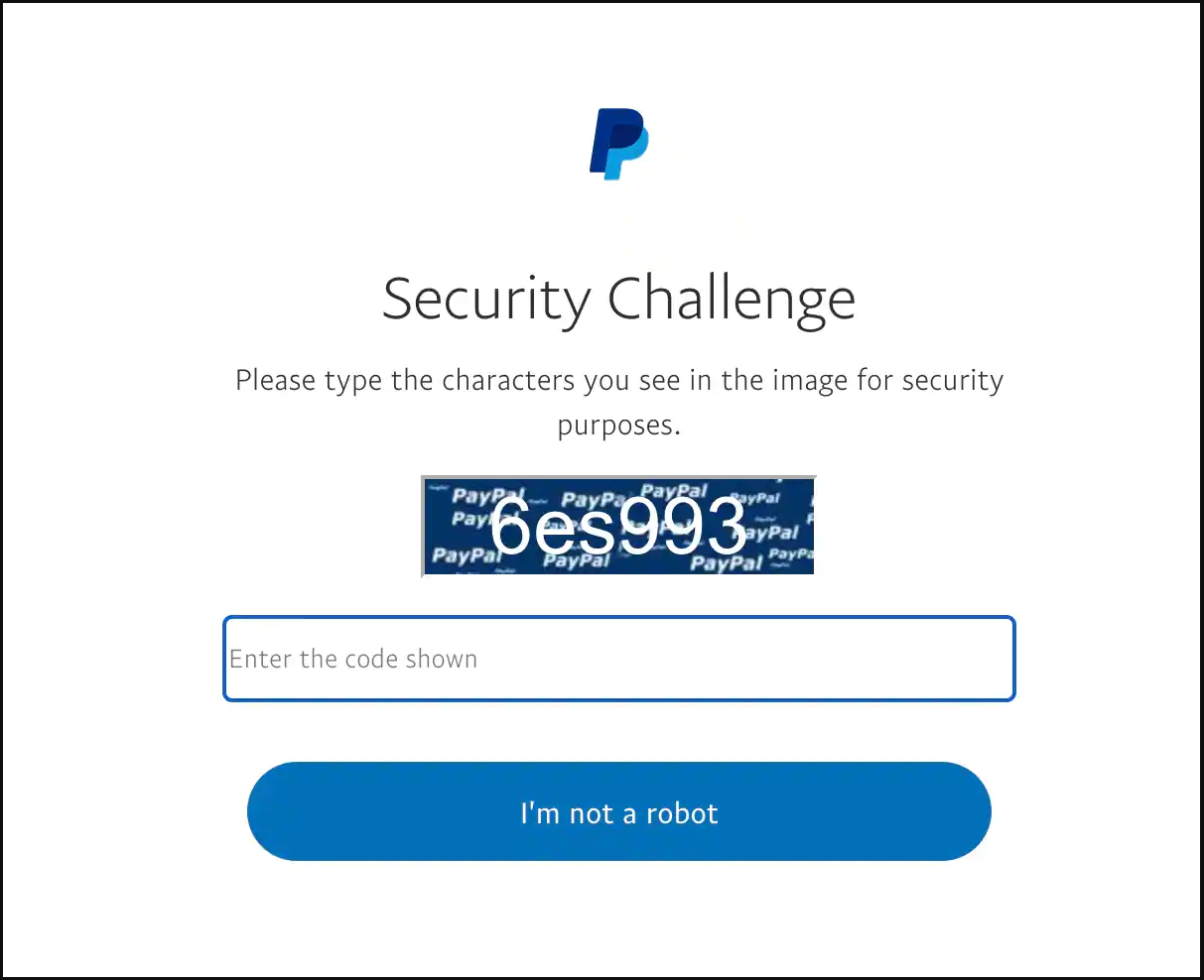 Bogus CAPTCHA step on the phishing site