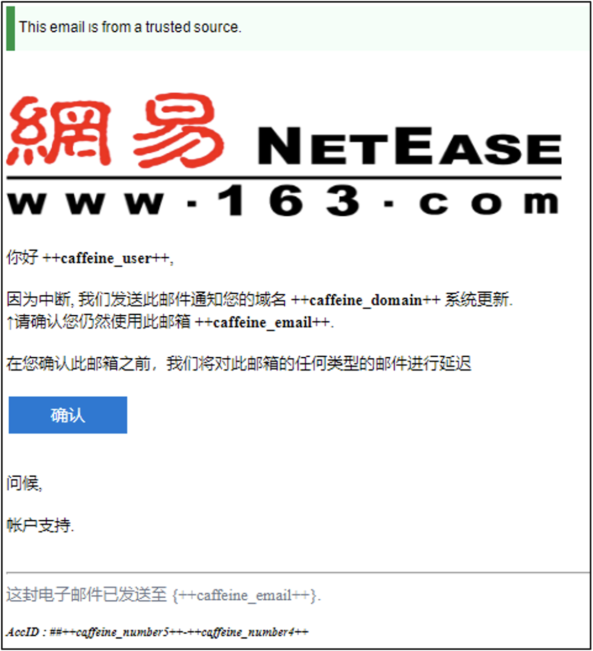 Template targeting Chinese users