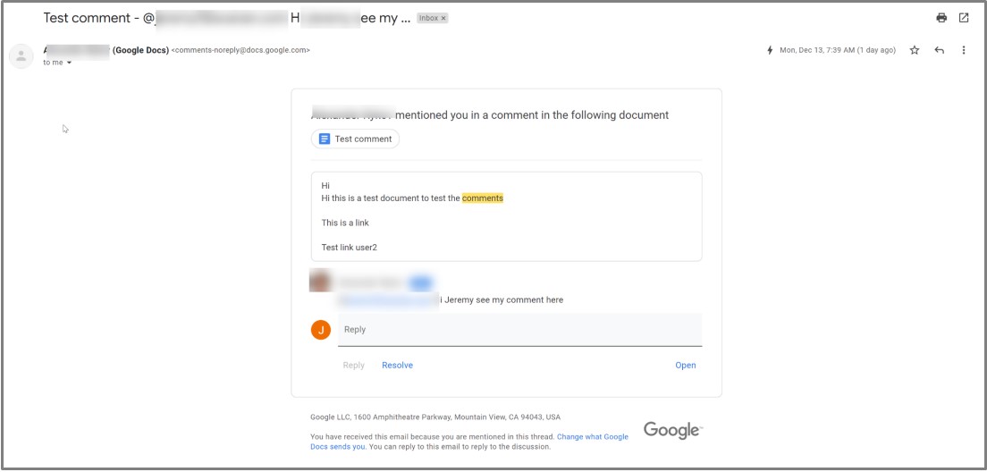 Risky email generated and sent by Google