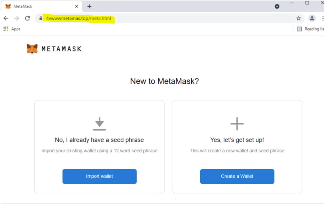 MetaMask phishing site stealing private keys