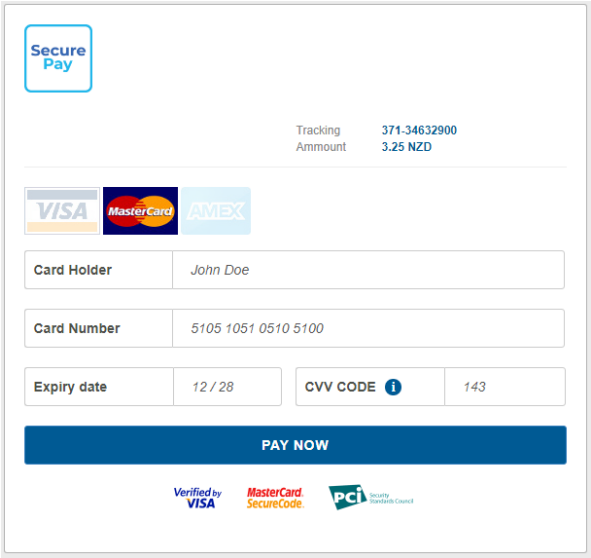 Credit card payment field