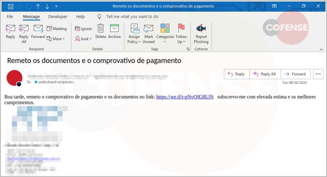 WeTransfer indirme bağlantısı içeren spam posta