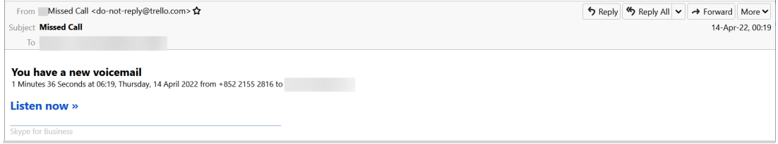 Malicious email impersonating Trello