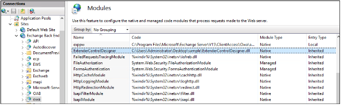 Malicious module highlighted in the list