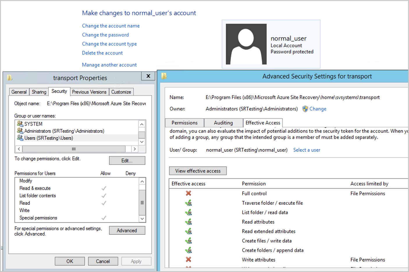 Wrong permissions on ASR directory